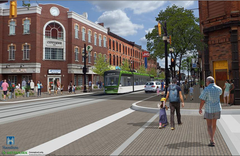 LRT alignment rendering at King and Walnut